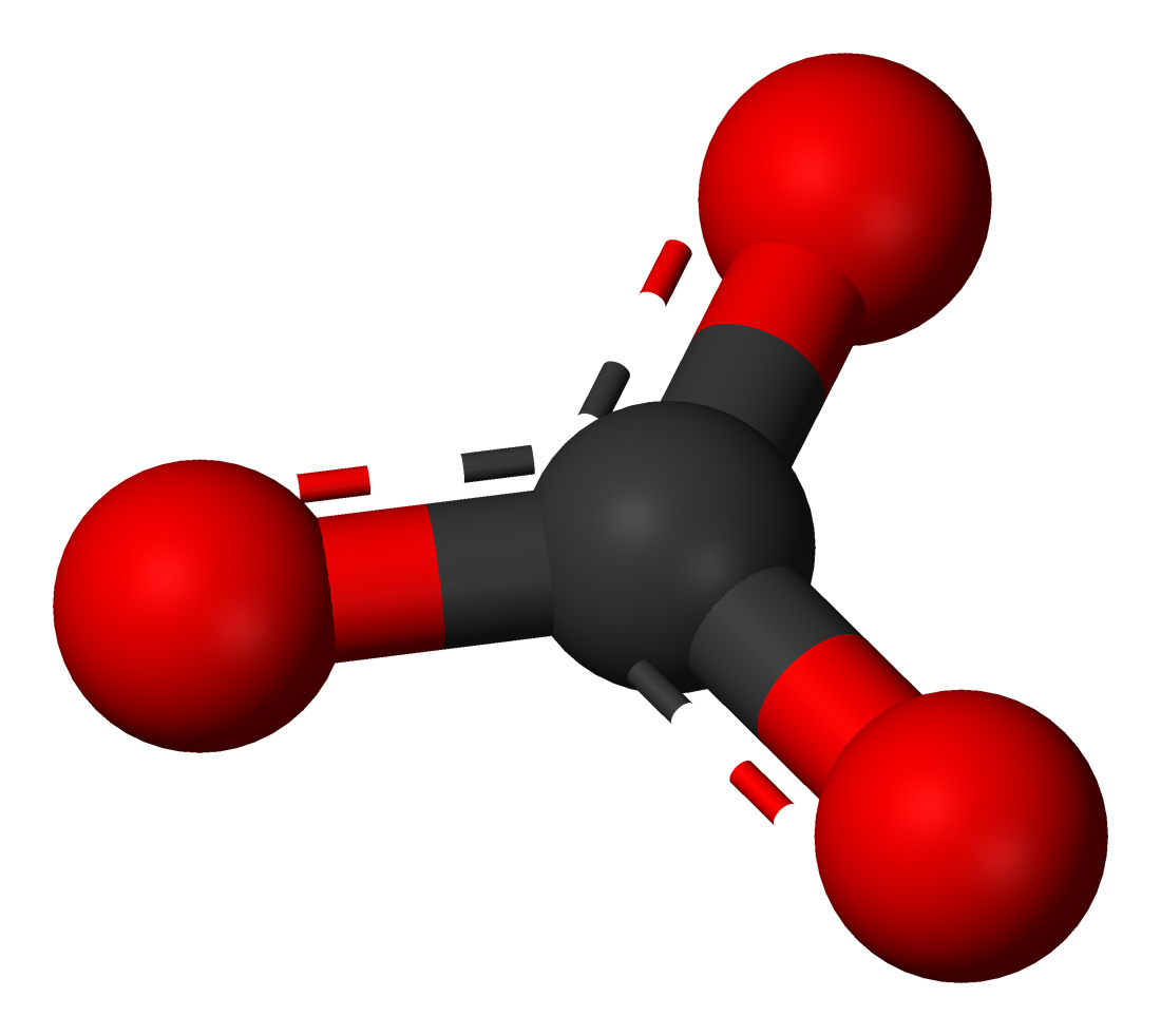 A 3-D representation of a carbonate ion